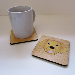 Golden Retriever Wooden Coaster, Golden Retriever Gift, Dog Coaster, Wooden Coaster
