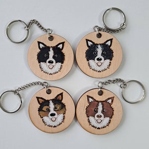 Border Collie Holz Schlüsselanhänger, Hund Schlüsselring, Schlüsselanhänger, Hund Schlüsselanhänger, Border Collie Geschenk, Border Collie