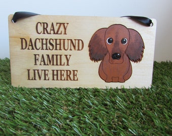 Hand Painted Dachshund Family Wooden Sign