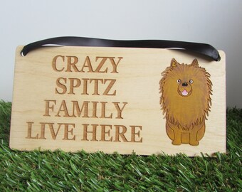 Crazy Spitz Family Wooden Sign, Dog Gift, Dog Sign, Dog Decoration, Wooden Sign, Spitz Gift, Spitz