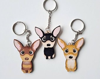 Llavero de madera de chihuahua, llavero de perro, llavero, llavero, llavero de perro, regalo de chihuahua, chihuahua