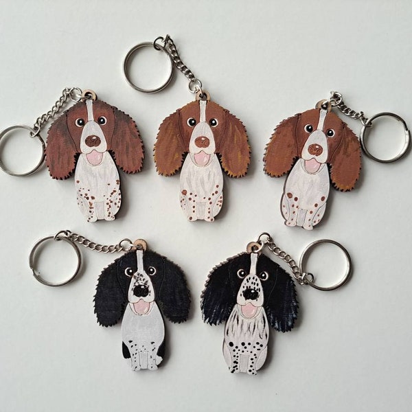 Porte-clés en bois Springer Spaniel, porte-clés pour chien, porte-clés, porte-clés, porte-clés pour chien, cadeau Springer Spaniel, Springer Spaniel