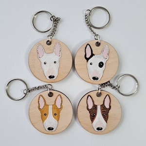 Bull Terrier Wooden Keyring, Dog Key ring, Keyring, Keychain, Dog Key chain, Bull Terrier Gift, Bull Terrier