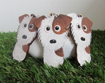 Llavero de madera o imán para nevera con el retrato de Parson Jack Russell