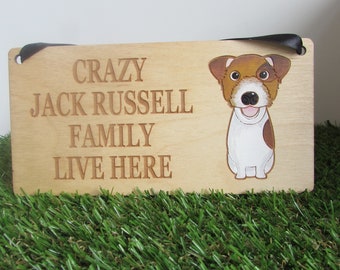 Crazy Jack Russell Family Wooden Sign, Dog Gift, Dog Sign, Dog Decoration, Wooden Sign, Jack Russell Gift, Jack Russell