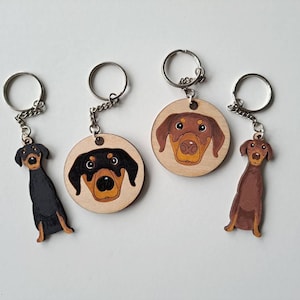 Doberman Wooden Keyring, Dog Key ring, Keyring, Keychain, Dog Key chain, Doberman Gift, Doberman