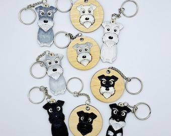 Llavero de madera Schnauzer, llavero para perros, llavero, llavero, llavero para perros, regalo Schnauzer, Schnauzer