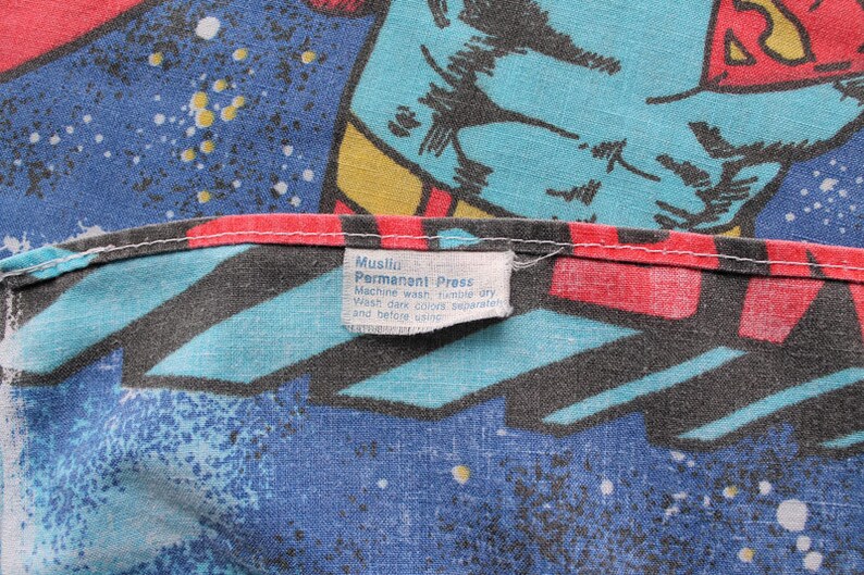 Vintage Superman Twin FLAT Bed Sheet and Standard Pillowcase 1978