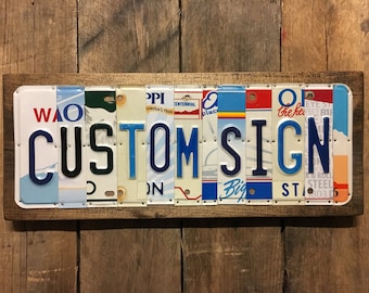 Custom License Plate Sign ~ Last Name - Custom Sign ~ Customized - Personalized ~ Unique Gift ~ 10 Year Tin Anniversary Gift - Wedding Gift
