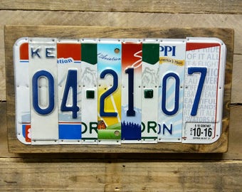Custom 10 year Anniversary sign, Unique Wedding Gift, License plate sign, Anniversary gift for husband or wife, Anniversary gift Tin