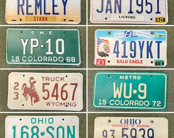 Vintage Ohio, Colorado, Wyoming License Plates, your choice