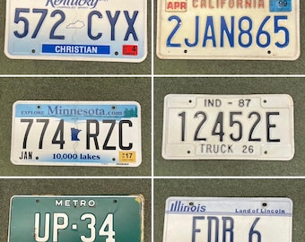Vintage Kentucky, California, Indiana, Colorado, Minnesota License Plates, your choice