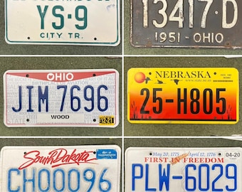 Vintage Colorado, Ohio, Nebraska, South Dakota, North Carolina License Plates, your choice