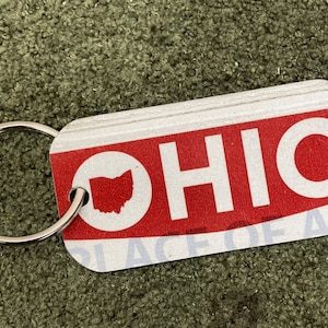 Ohio license plate License keychain made from real Ohio license plate, Free Shipping