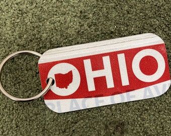Ohio license plate License keychain made from real Ohio license plate, Free Shipping
