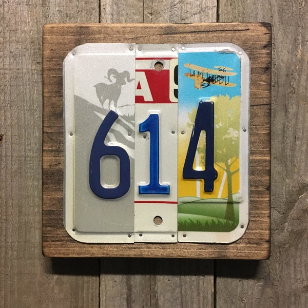 614 License Plate Sign - Area Code License Plate Wall Art - Columbus Ohio (Rustic Apple Art seen in Country Living Mag)