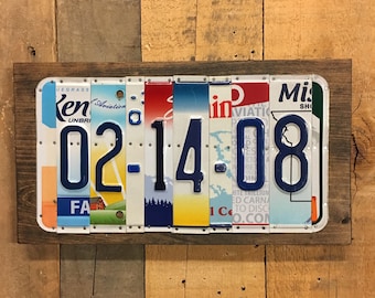 10 Year Anniversary Gift for Men Husband Wife - CUSTOM Wedding Date License Plate Sign - 10 Year Gift of Tin - Wedding Gift - Add Last Name