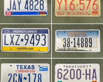 Vintage Texas, Kentucky, Wisconsin, Montana, Pennsylvania, Ohio License Plates, your choice