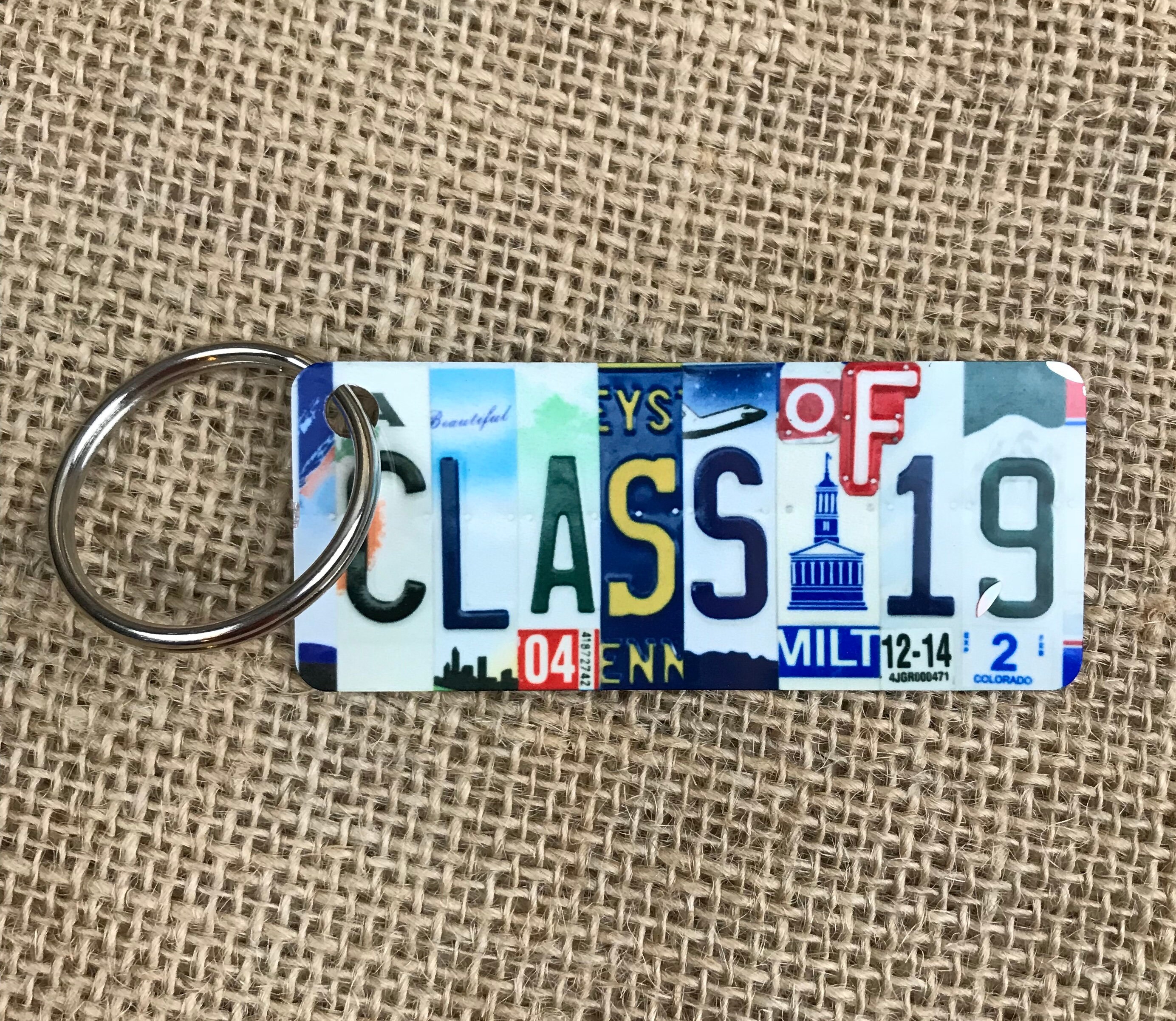 Class of 2019 License Plate Keychain Key Ring bag tag Gift Etsy