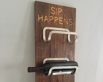 Wall mounted wood wine rack