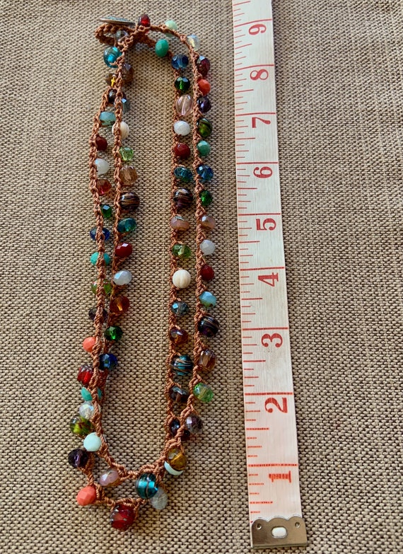 Blue Multi-Colored Double Wrap Bead Necklace Blue Multi-Colored Double Wrap Bead Necklace
