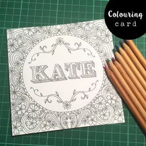 Carte de coloriage de nom personnalisée