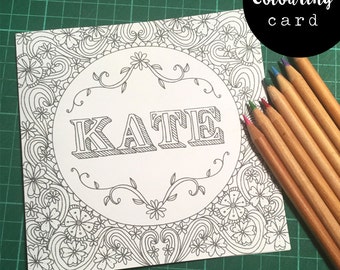 Personalised Name Colouring Card