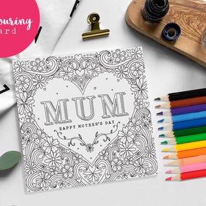 Carte à colorier pour la fête des Mères - Maman/Maman/Maman/Bonjour/grand-mère/grand-mère/grand-mère/soeur