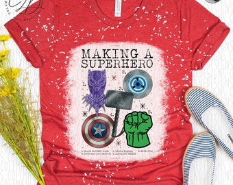 YOUTH Making Of A Superhero Chart | Super Soft Graphic T-Shirt | Bleached or Regular Style | Matching Family Tees