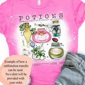 Potions Magic Wizard Classes Ready to Press Sublimation Transfer TV Movies HP T-Shirt Making Supplies image 4