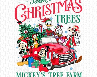 Mickey & Friends Christmas Tree Farm | Ready to Press Sublimation Transfer | T-Shirt Making Supplies