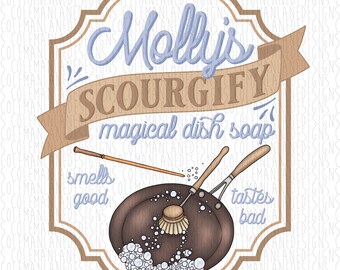 Molly's Scourgify Magical Soap | Wizard Witch Magic School | Ready to Press Sublimation Transfer | TV Movies HP T-Shirt Making Supplies