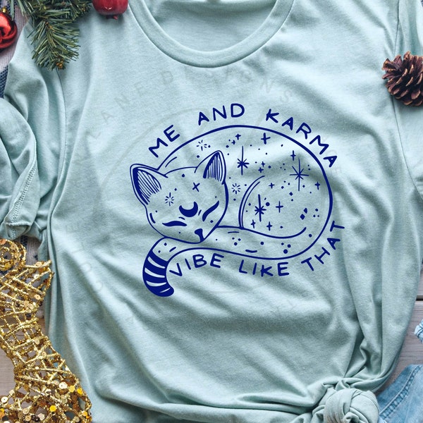 YOUTH Galactic Cat Me and Karma Vibe Like That | Concert Festival Souvenir Super Soft Graphic Tee | Multiple Colors