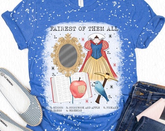 YOUTH Fairest of Them All | Evil Witch | Poison Apple | Cartoon Princess |Super Soft Graphic T-Shirt | Bleached or Regular Style | Matching