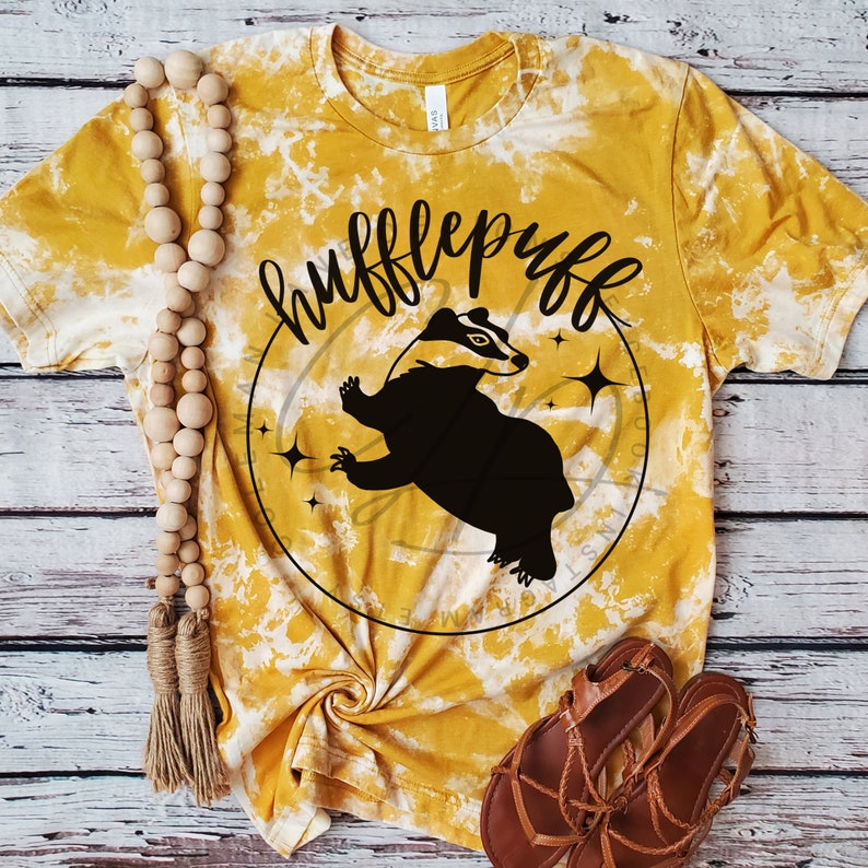 Yellow House Team Mascot Super Soft Graphic T-Shirt Acid Washed or Regular Style Custom Made To Order Acid Washed Mustard