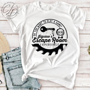 Escape Room Horror Movie Parody Graphic T Shirt | Ironic Funny Graphic T-Shirts | Fall Halloween Spooky Season
