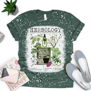 Herbology Magic Catle School Classes | Wizard Witch Dark | Bleached Tee in Heather Forest Green Super Soft Graphic T Shirt | HP