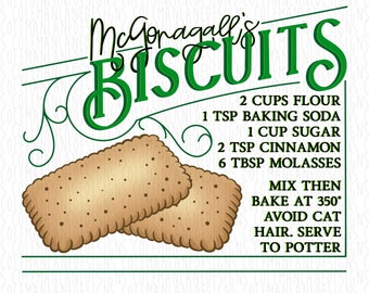 McGonagall's Biscuit Recipe | Wizard Witch School | Ready to Press Sublimation Transfer | TV Movies HP T-Shirt Making Supplies