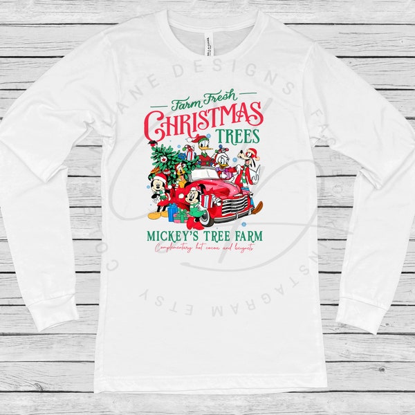 YOUTH Magic Mouse & Friends Christmas Tree Farm | Matching Family Tees | Graphic T-Shirt | Bleached or Regular Style | Custom Made To Order