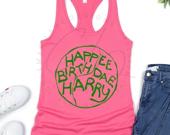Happy Birthday Harry Racerback Tank Top | HP Magic Wizard Witch | Vintage Pink