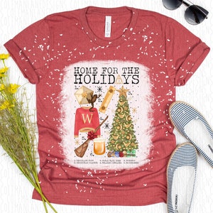 Home for the Holidays | Weasley Christmas | HP Magic Wizard Witch Fandom Chart | Bleached Tee Super Soft Graphic T Shirt