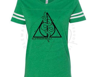Master of Death Magical Objects | Green Wizarding House and Magic School Team Graphic Tee | Available in Ladies V Neck or Unisex Crew