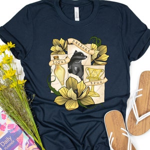 Floral Yellow House Badger Mascot Patient Loyal True | Wizard & Witch Collection | Super Soft Graphic T-Shirt
