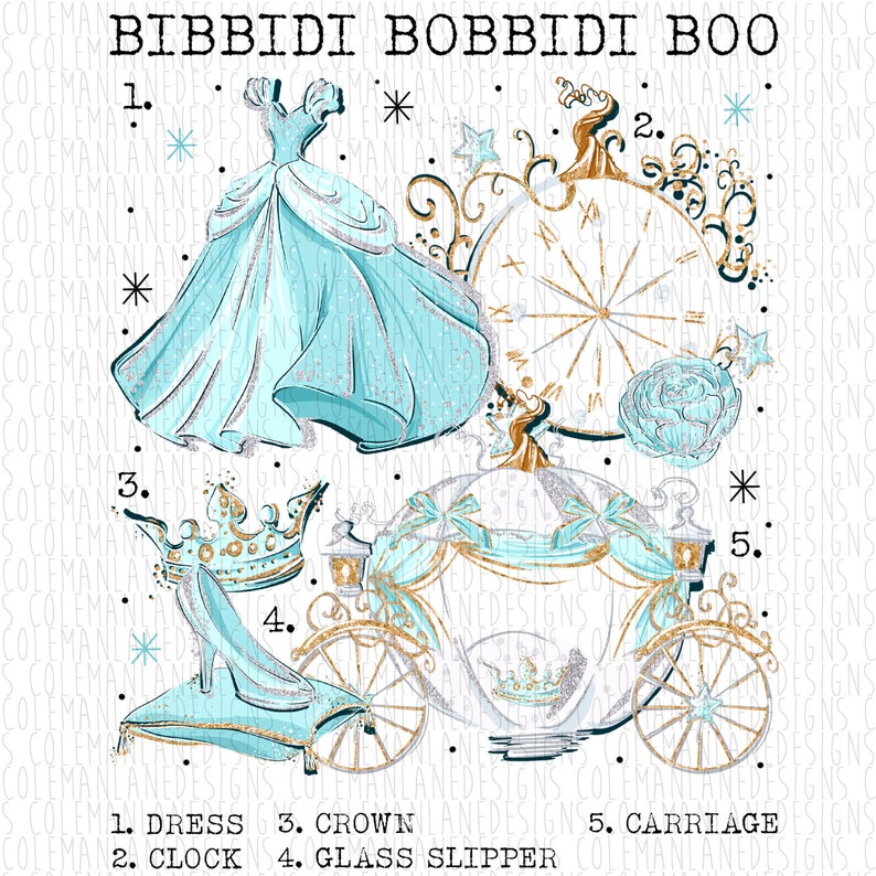 Bibbidi Bobbidi Boo Fairy Godmother Cartoon Princess Ready to Press Sublimation Transfer TV Movie T-Shirt Making Supplies image 1