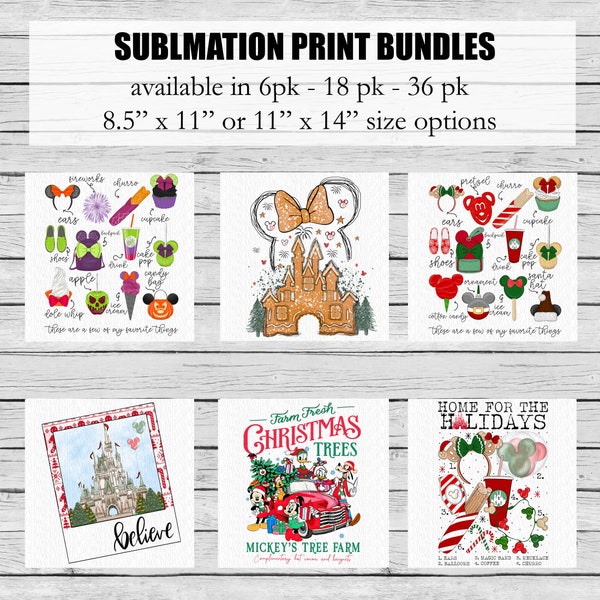Magic Castle Holiday Bundle | Mouse and Friends + Believe | Ready to Press Sublimation Transfers | Character T-Shirt Making Supplies