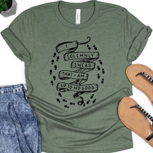 Magical Map Promise Wizard or Witch Super Soft Graphic Tee Heather Olive