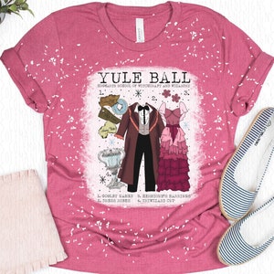 Yule Ball | Christmas Party Formal at Magic Castle | HP Magic Wizard Witch Fandom Chart | Bleached Tee Super Soft Graphic T Shirt