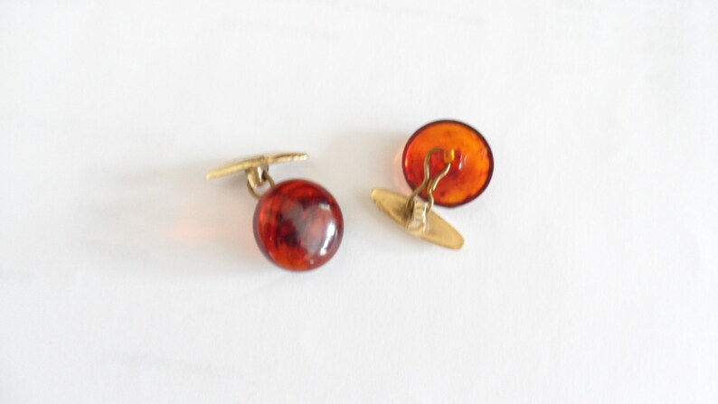 1040/'s 1950 Vintage Amber Celluloid Button CufflinksCufflinksMid-Century Amber Celluloid CufflinksAmber Button Shirt Sleeve Cufflinks