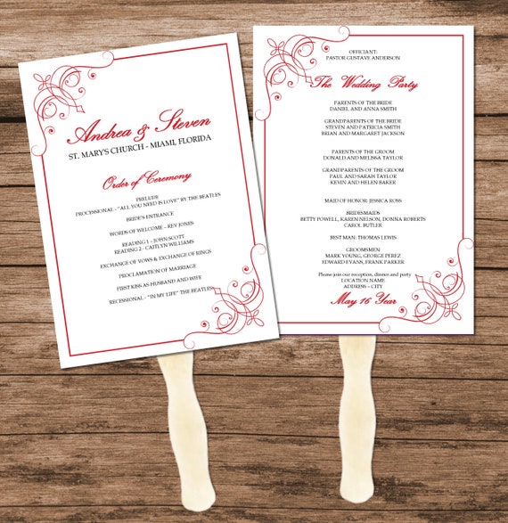 diy wedding program fans template