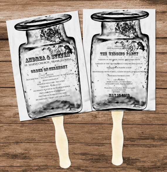 Printable Mason Jar Wedding Program Fan Template Etsy